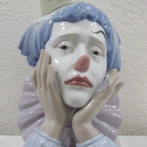 Vintage Large Lladro Sad Clown Bust #5129 Retired Figurine